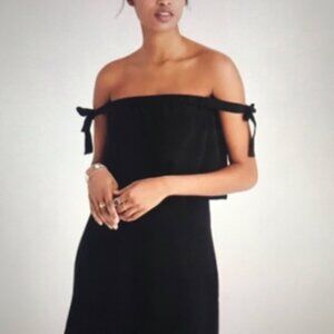 Madewell Women's 2 Off The Shoulder Silk Dress Black Cocktail